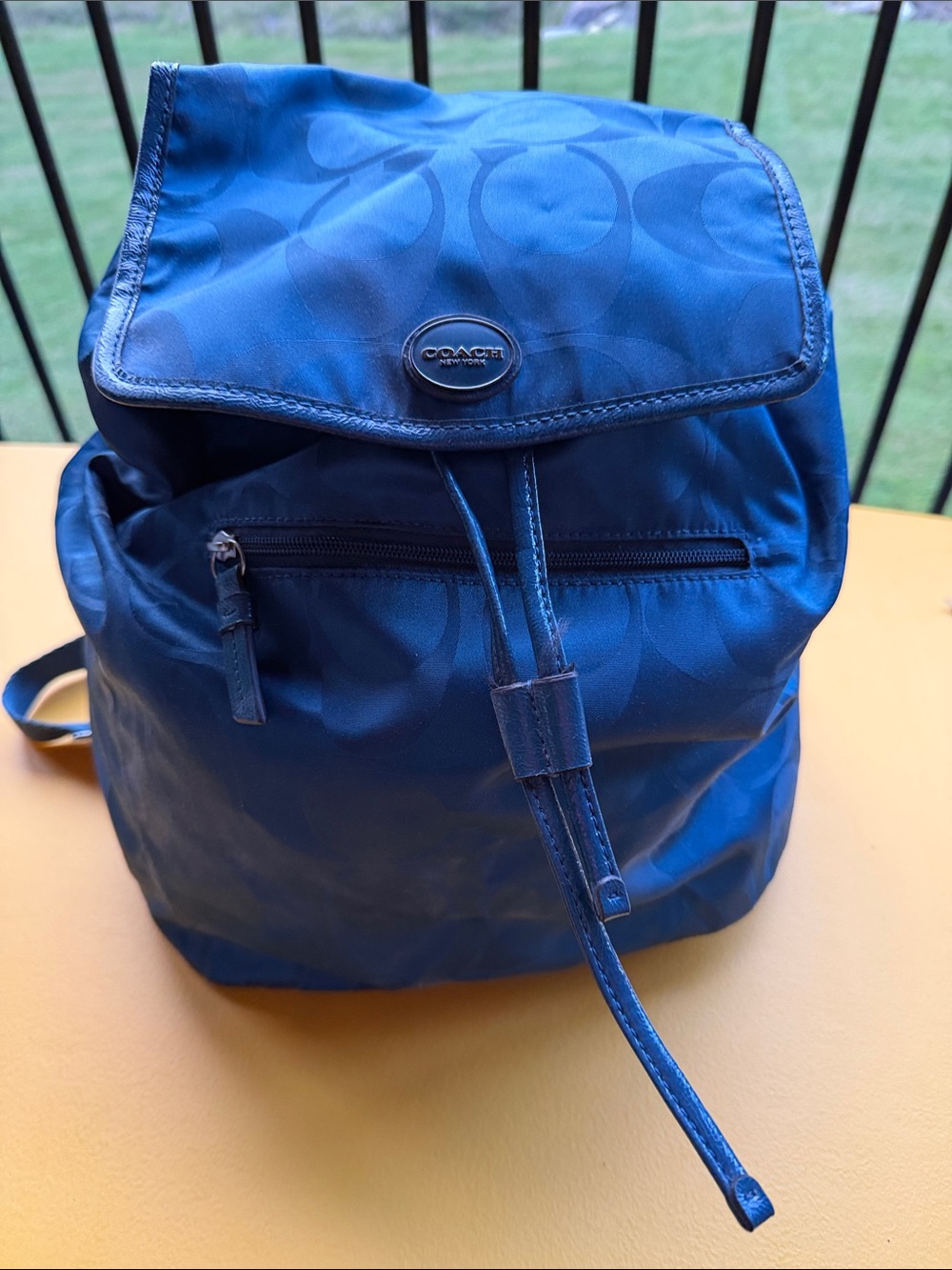 Coach Royal Blue Signature Drawstring Backpack